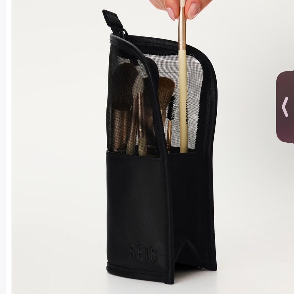 BÉIS Black makeup brush Bag with Clear Mesh Top